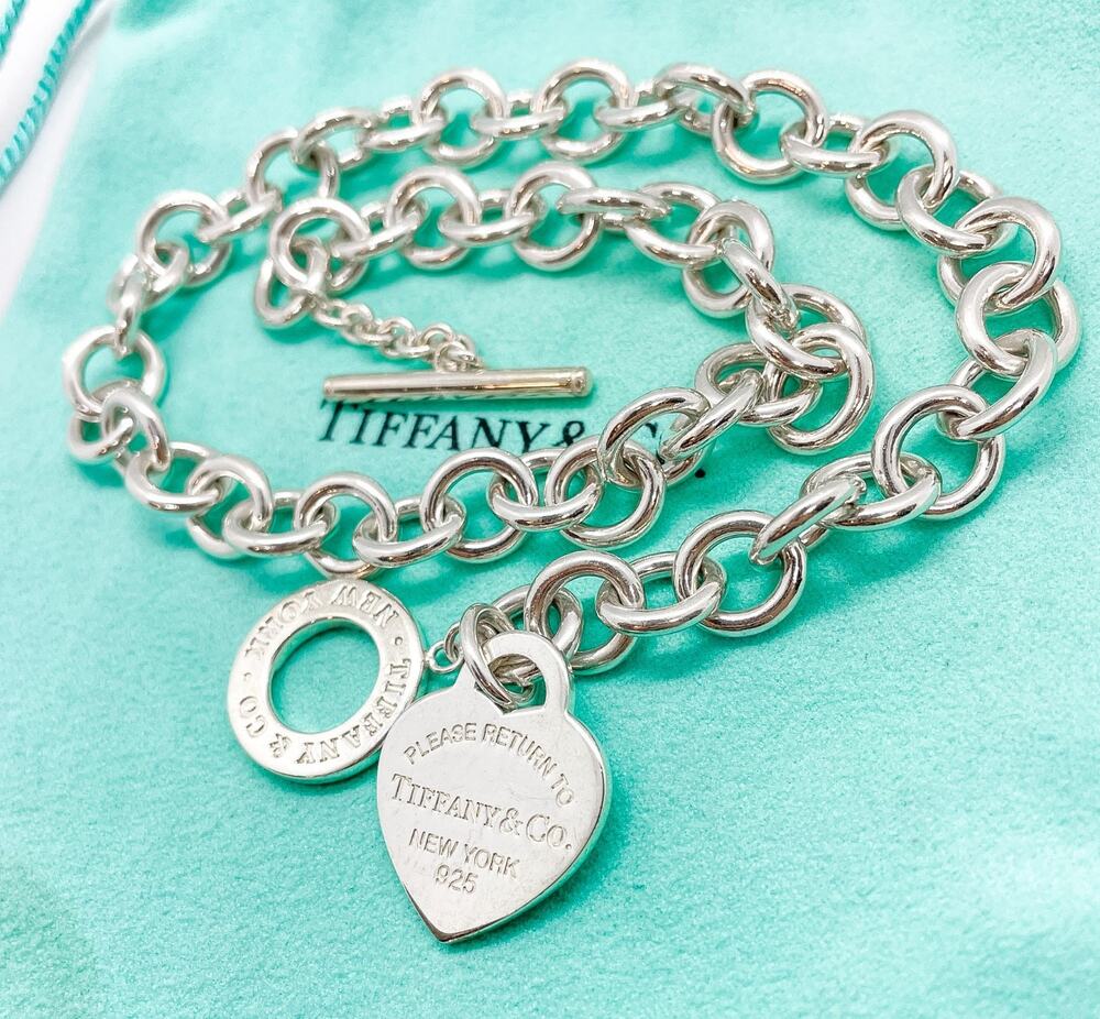 Tiffany & Co Return to Tiffany Heart Pendant Toggle Necklace Silver 15.5"
